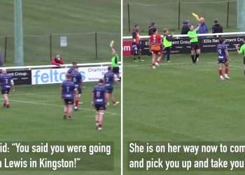 Moment rugby announcer tells fan his angry wife is coming to get him from match after tracking him on ‘Find my iPhone’