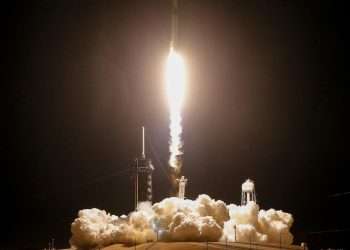 Nasa astronauts blast off on SpaceX rocket to ISS with a Russian crew member as they start new six month mission