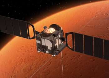 Watch breathtaking moment black sands around huge Mars crater are revealed by satellite orbiter in vast Martian desert