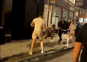 Shocking video shows yobs brawling in streets after England game as chaos erupts & two arrested