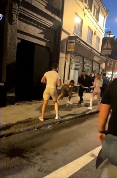 Shocking video shows yobs brawling in streets after England game as chaos erupts & two arrested