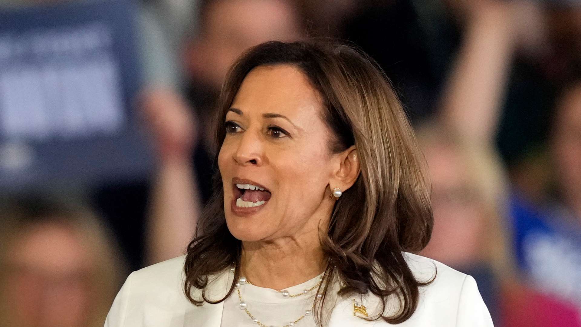 Moment Kamala Harris claps back at anti-Israel protesters interrupting rally in throwback to viral 2020 VP debate