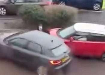 Shocking moment mum-of-five in furious rage drives over security guard’s foot in Asda – leaving her with a broken ankle