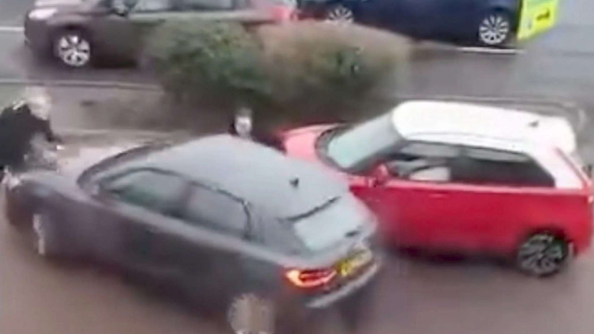 Shocking moment mum-of-five in furious rage drives over security guard’s foot in Asda – leaving her with a broken ankle