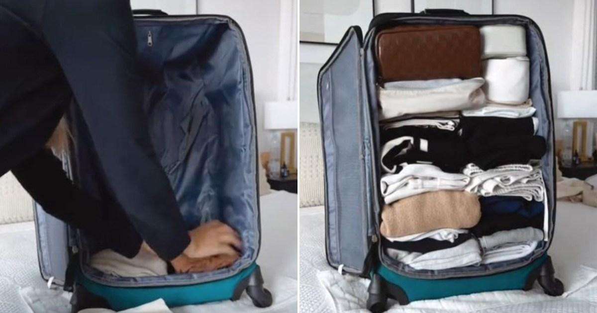 Packing a suitcase standing up — the bizarre way to fit more in your luggage