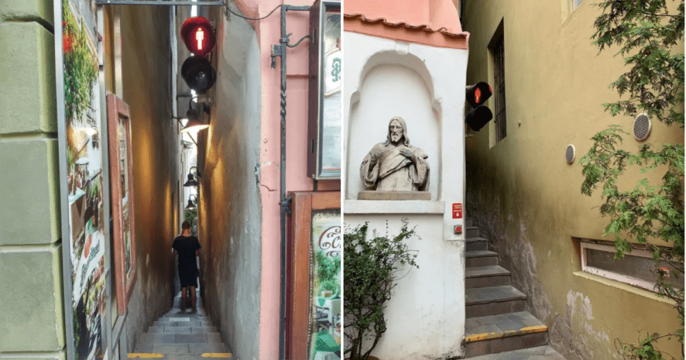This street in Europe is just 50cm wide and has traffic lights so tourists don’t get stuck