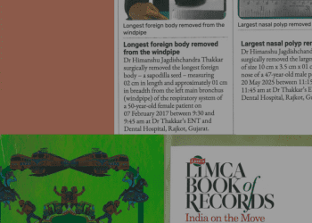 Dr. ENT surgeon of Rajkot. Himanshu Thakkar created a historic hat-trick by registering three records in the Limca Book of Records